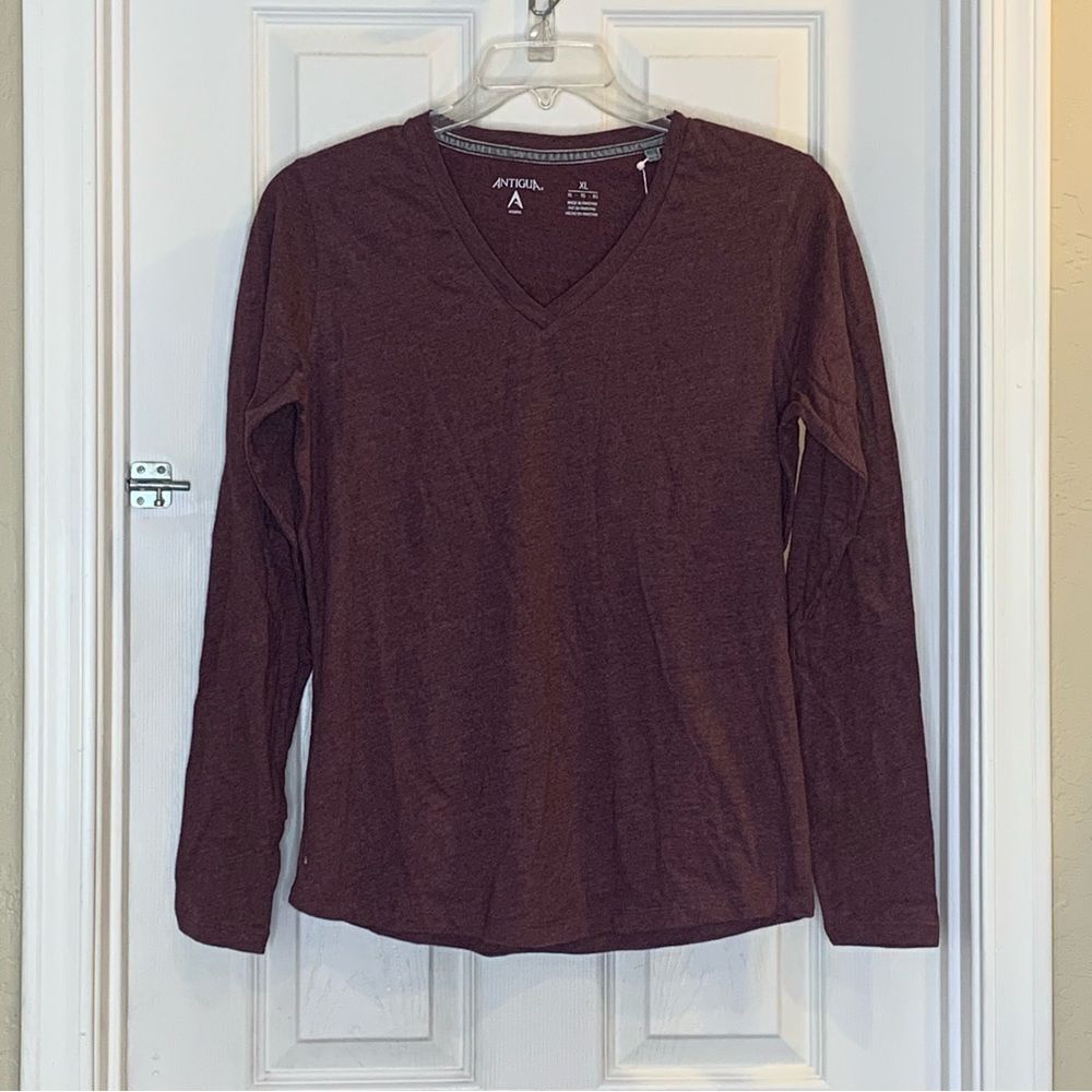 Antigua Women’s Flip Maroon Heathered Long Sleeve Top Size XL